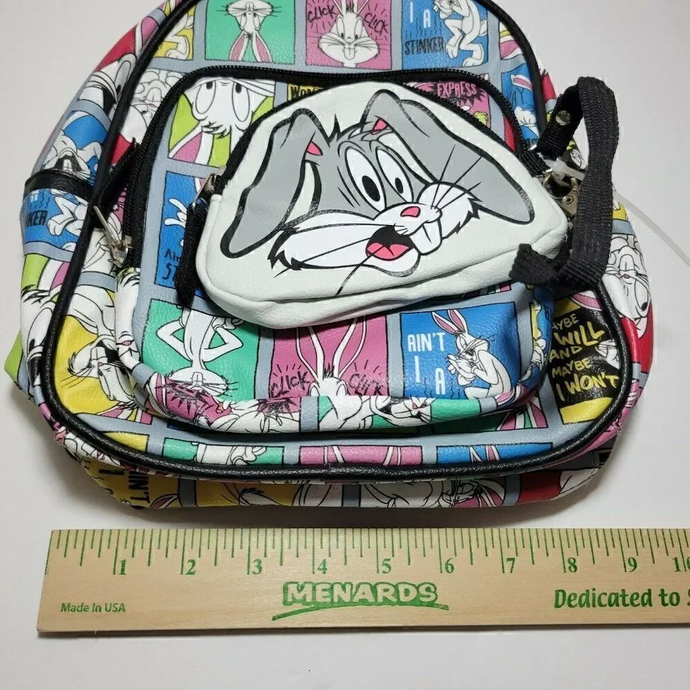 Warner‎ Bros. Looney Tunes Bugs Bunny Mini Backpack w/Zip Pouch White 10.5